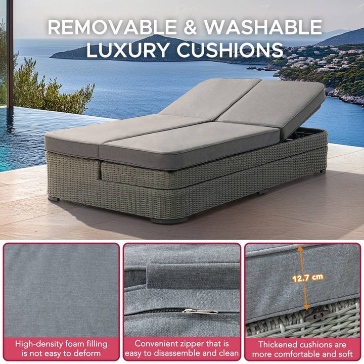 SUNJOY 2-Person Patio Aluminum Frame Lounge Chair Loveseat Sofa with 5-Position Adjustable Backrest Cushion and Foot pads