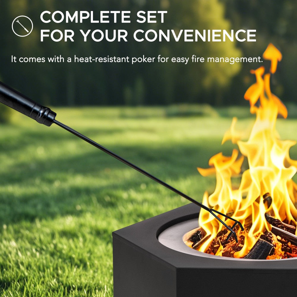 SUNJOY Hexagon Smokeless Fire Pit Wood Burning Fire Pit with Fire Poker