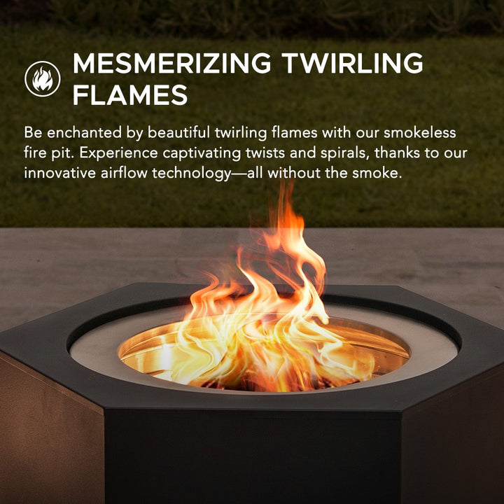 SUNJOY Hexagon Smokeless Fire Pit Wood Burning Fire Pit with Fire Poker