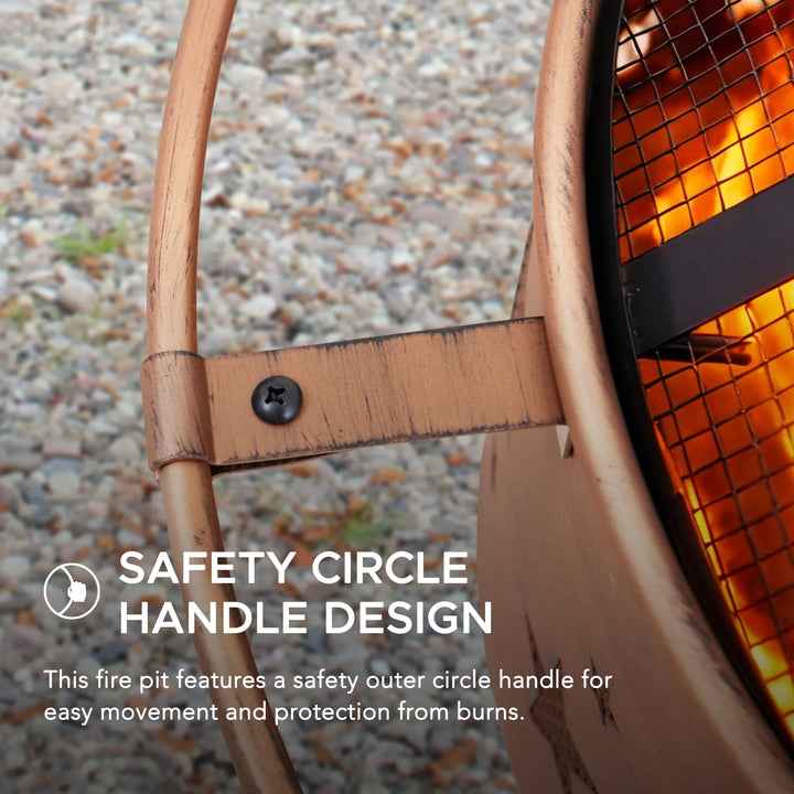 TARSO Steel Wood Burning Fire Pit 83cm - Star &amp; Moon
