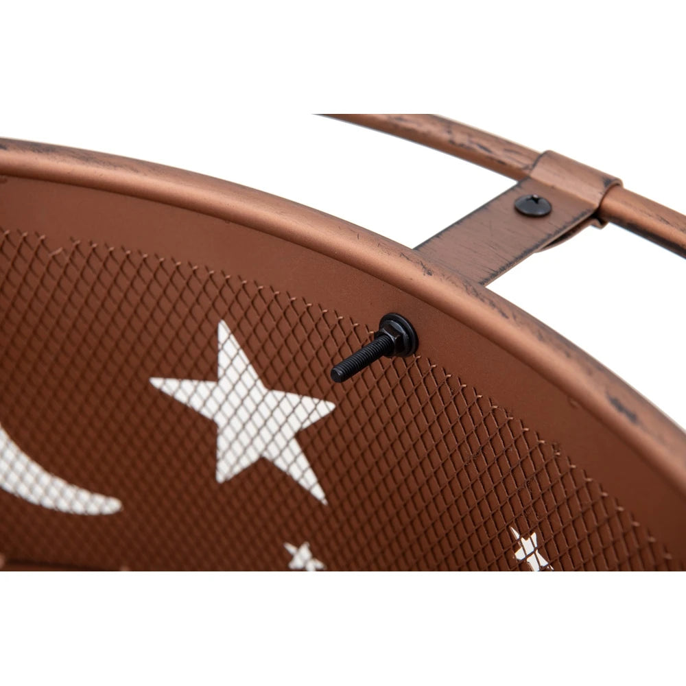SUNJOY Tarso Steel Fire Pit Outdoor Wood Burning Fire Pit with Mesh Cover - Ø83cm, Star and Moon Pattern