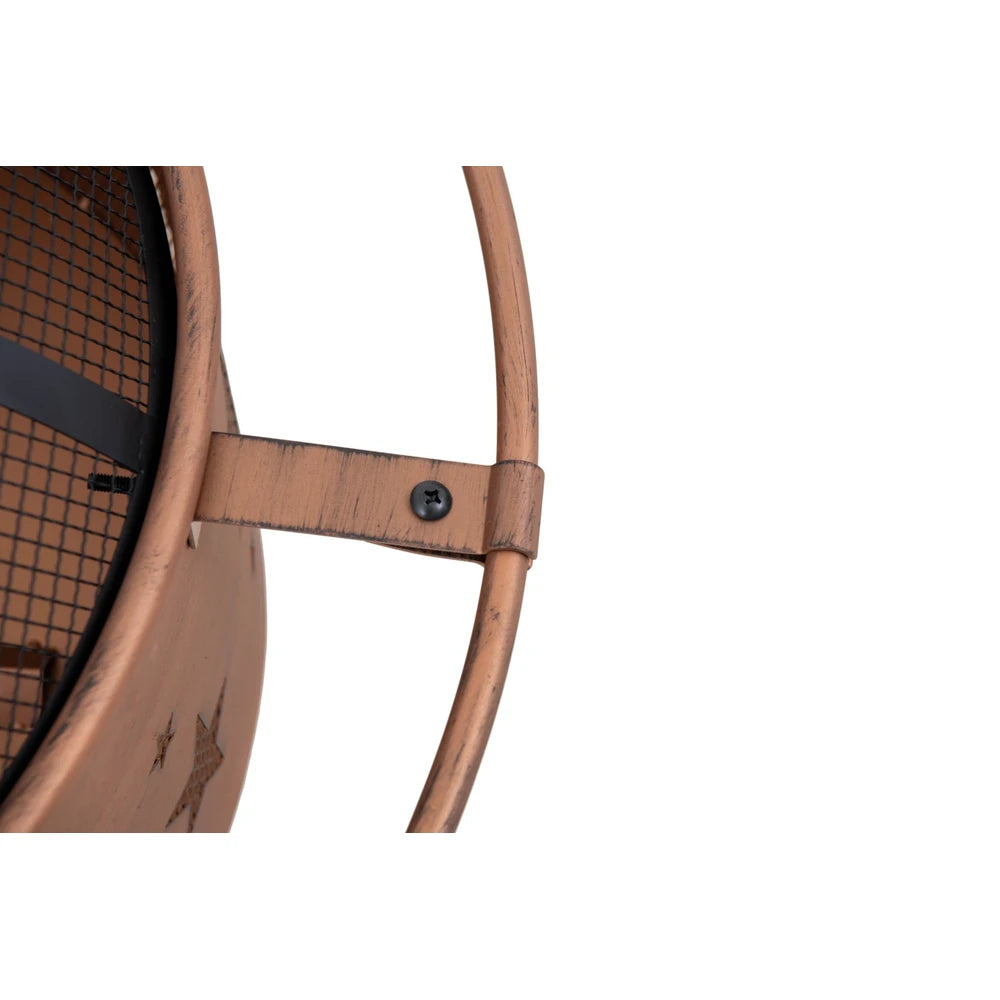 SUNJOY Tarso Steel Fire Pit Outdoor Wood Burning Fire Pit with Mesh Cover - Ø83cm, Star and Moon Pattern