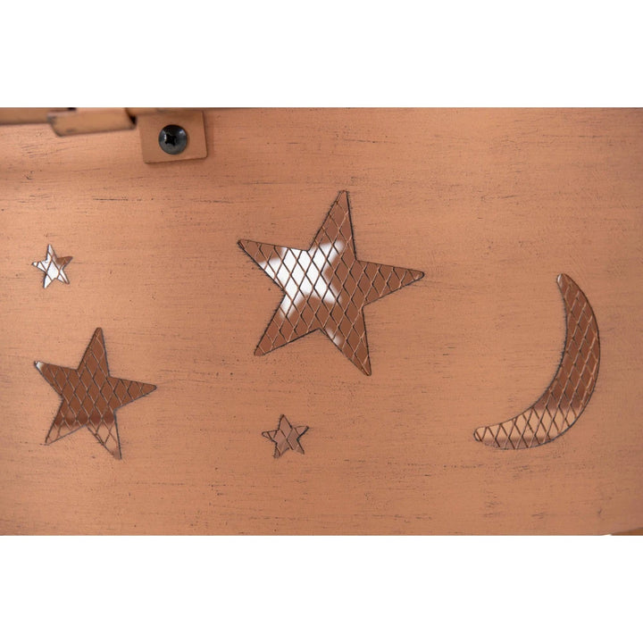 SUNJOY Tarso Steel Fire Pit Outdoor Wood Burning Fire Pit with Mesh Cover - Ø83cm, Star and Moon Pattern