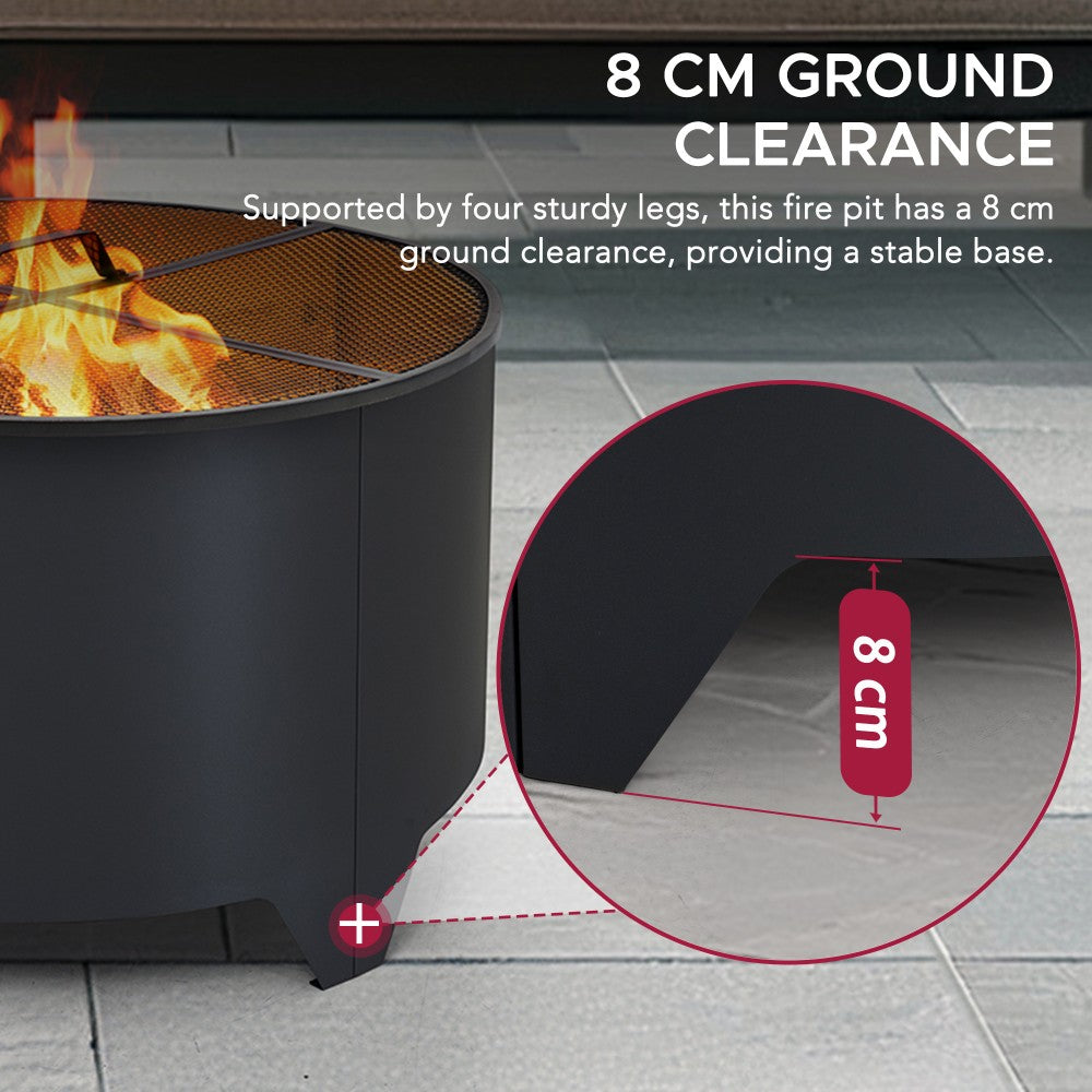 SUNJOY Outdoor Patio Steel Fire Pit with Black Mesh Cover and Fire Poker - Ø51cm
