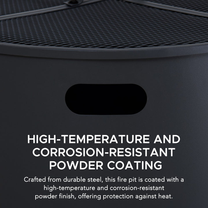 SUNJOY Outdoor Patio Steel Fire Pit with Black Mesh Cover and Fire Poker - Ø51cm