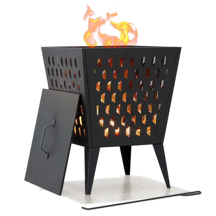 ALBANI Compact Square Steel Wood-Burning Fire Pit 46cm