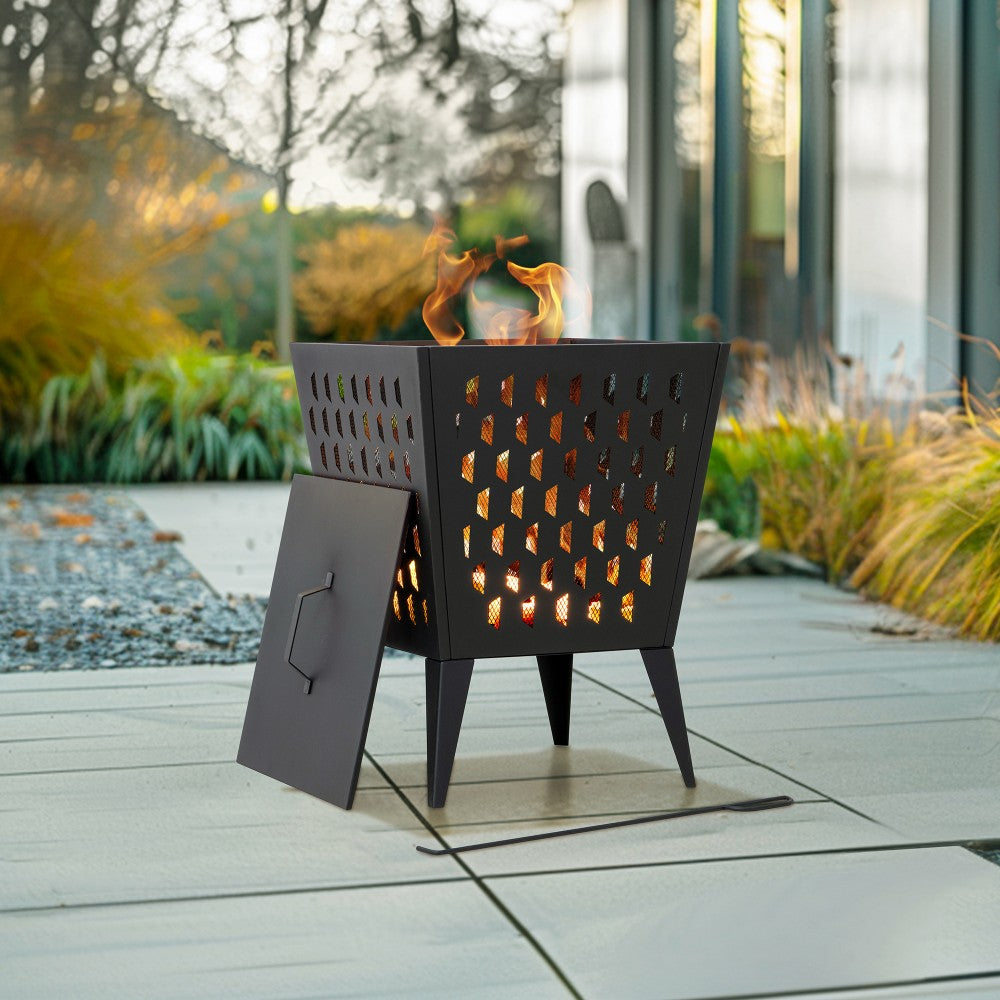 SUNJOY Outdoor Steel Fire Pit Patio Wood Burning Fire Pit with Fire Poker