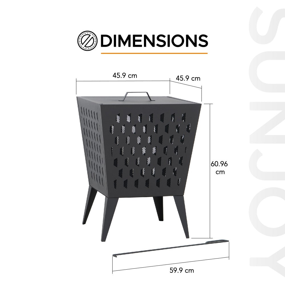 SUNJOY Outdoor Steel Fire Pit Patio Wood Burning Fire Pit with Fire Poker