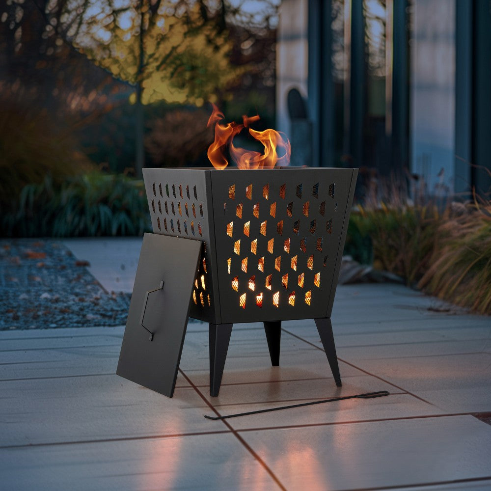 SUNJOY Outdoor Steel Fire Pit Patio Wood Burning Fire Pit with Fire Poker