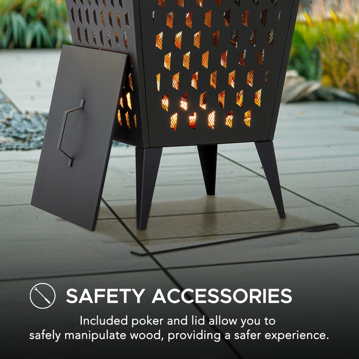 SUNJOY Outdoor Steel Fire Pit Patio Wood Burning Fire Pit with Fire Poker