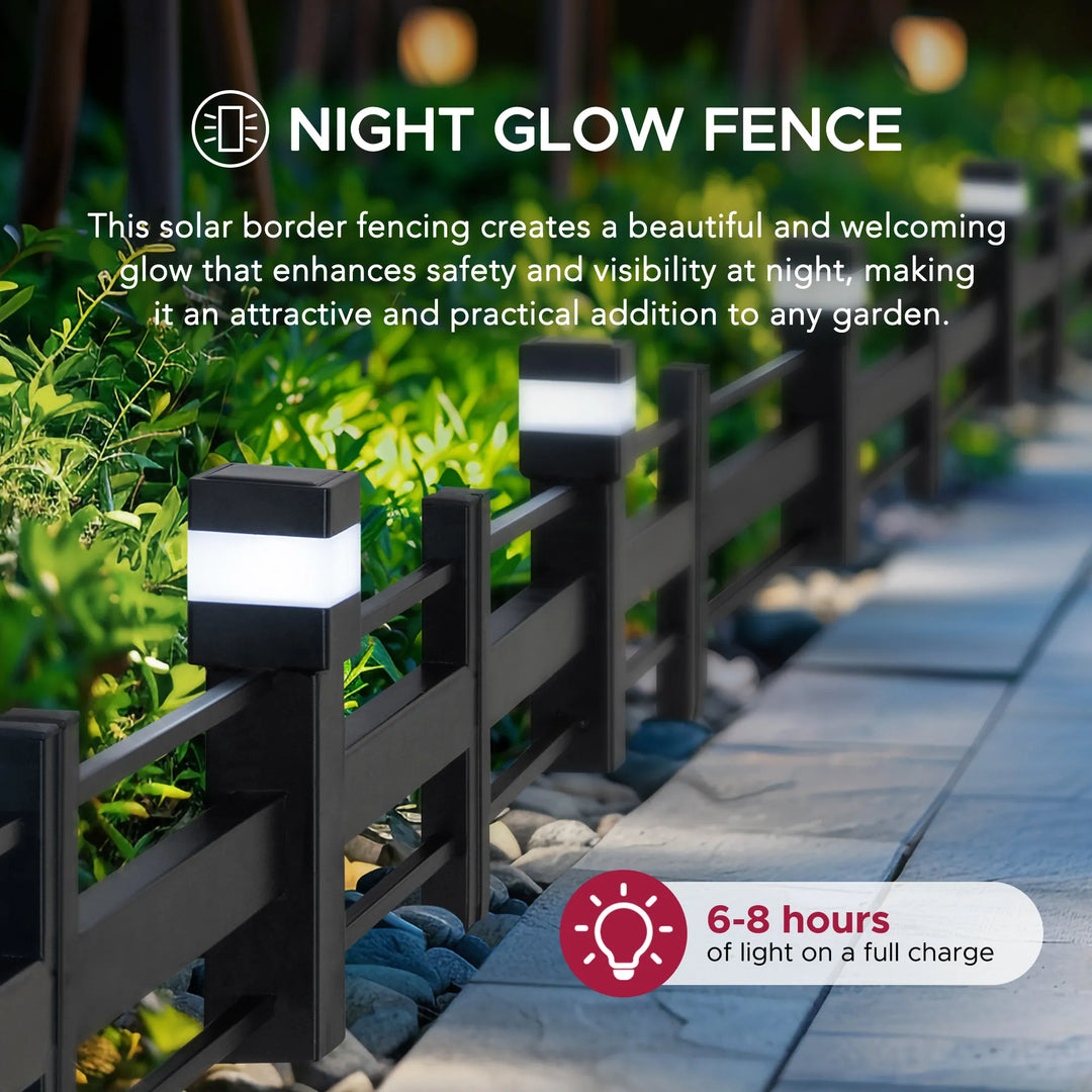 SUNJOY Metal Garden Fence with Solar Lights (5-Pack) - Strip