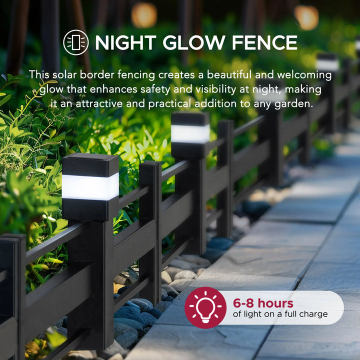 SUNJOY Metal Garden Fence with Solar Lights (5-Pack) - Strip