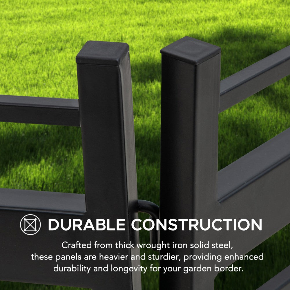 SUNJOY Cromwell Garden Fences, Strip Metal Outdoor Decorative Solar Border Fencing (5-pack) 