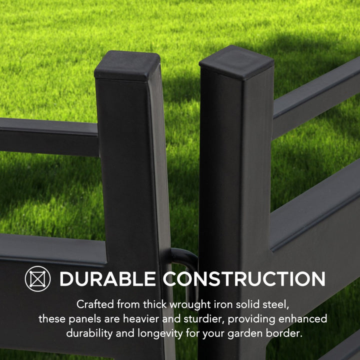 SUNJOY Cromwell Garden Fences, Strip Metal Outdoor Decorative Solar Border Fencing (5-pack) 