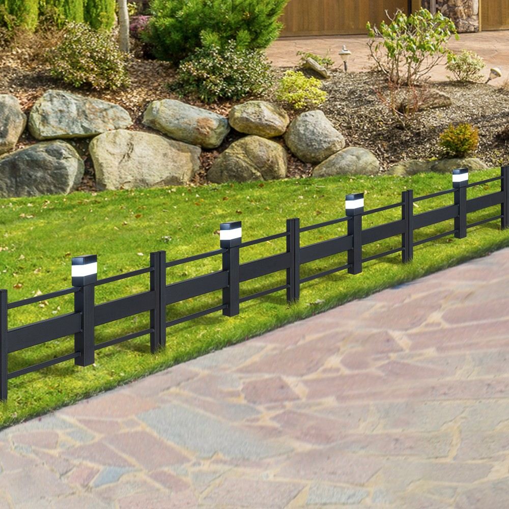 SUNJOY Cromwell Garden Fences, Strip Metal Outdoor Decorative Solar Border Fencing (5-pack) 