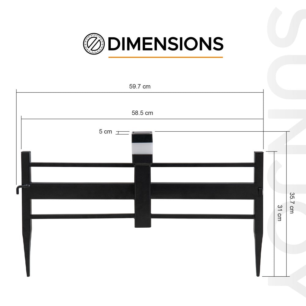 SUNJOY Cromwell Garden Fences, Strip Metal Outdoor Decorative Solar Border Fencing (5-pack) 