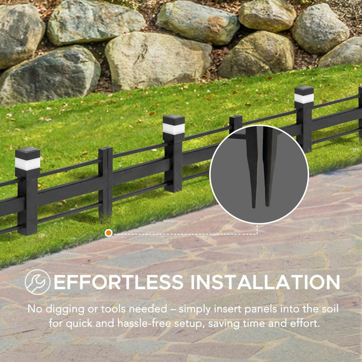 SUNJOY Cromwell Garden Fences, Strip Metal Outdoor Decorative Solar Border Fencing (5-pack) 