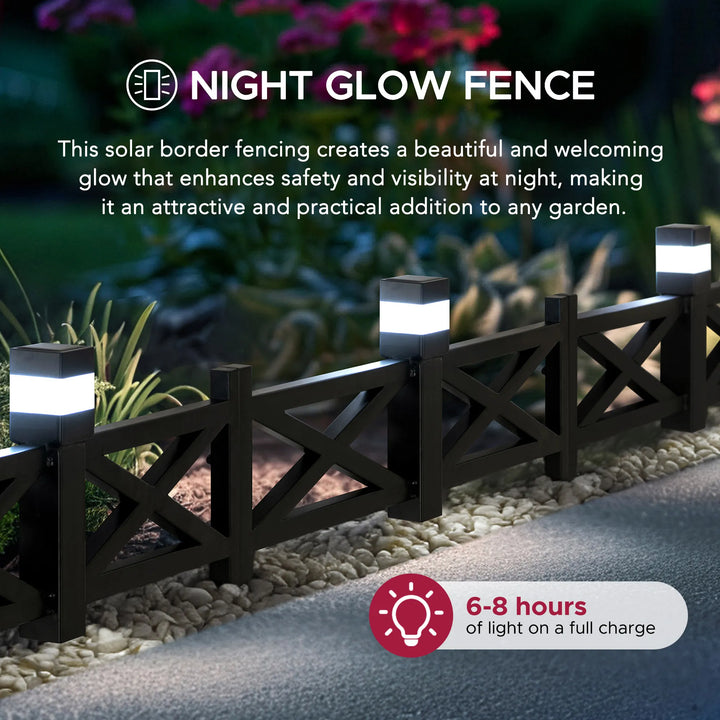 SUNJOY Metal Garden Fence with Solar Lights (5-Pack) - Lattice