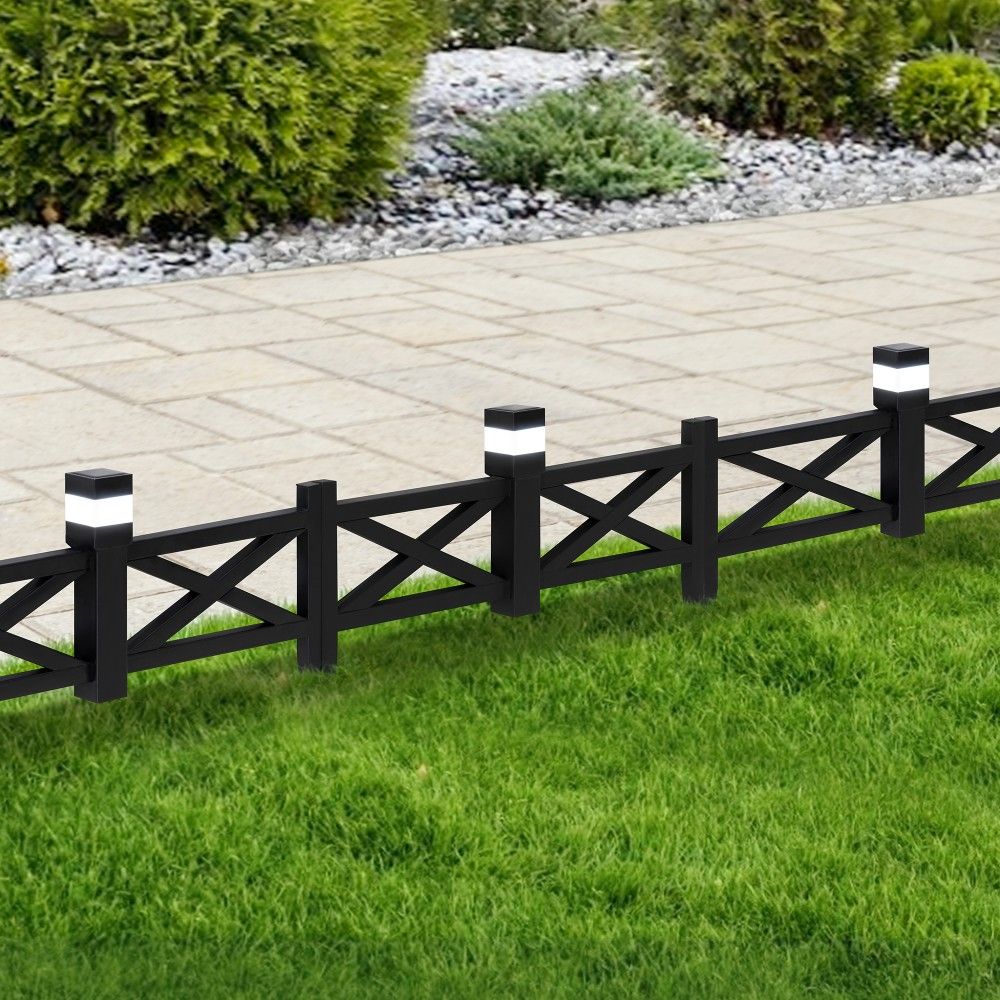 Cromwell Iron Solar Garden Border Fencing, Metal Fence Panel Outdoor Decorative Garden Fences(5-pack) - Lattice