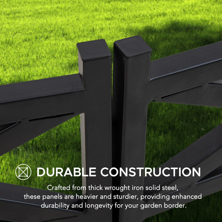 Cromwell Iron Solar Garden Border Fencing, Metal Fence Panel Outdoor Decorative Garden Fences(5-pack) - Lattice