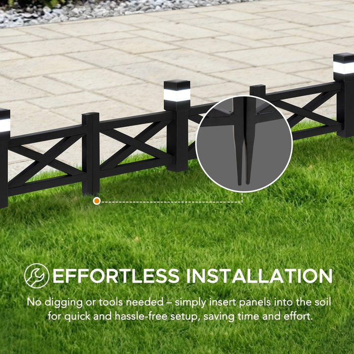 Cromwell Iron Solar Garden Border Fencing, Metal Fence Panel Outdoor Decorative Garden Fences(5-pack) - Lattice