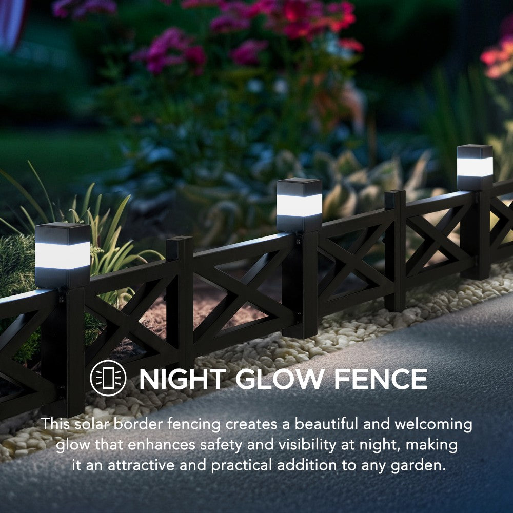 Cromwell Iron Solar Garden Border Fencing, Metal Fence Panel Outdoor Decorative Garden Fences(5-pack) - Lattice