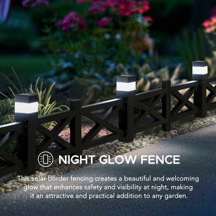 Cromwell Iron Solar Garden Border Fencing, Metal Fence Panel Outdoor Decorative Garden Fences(5-pack) - Lattice