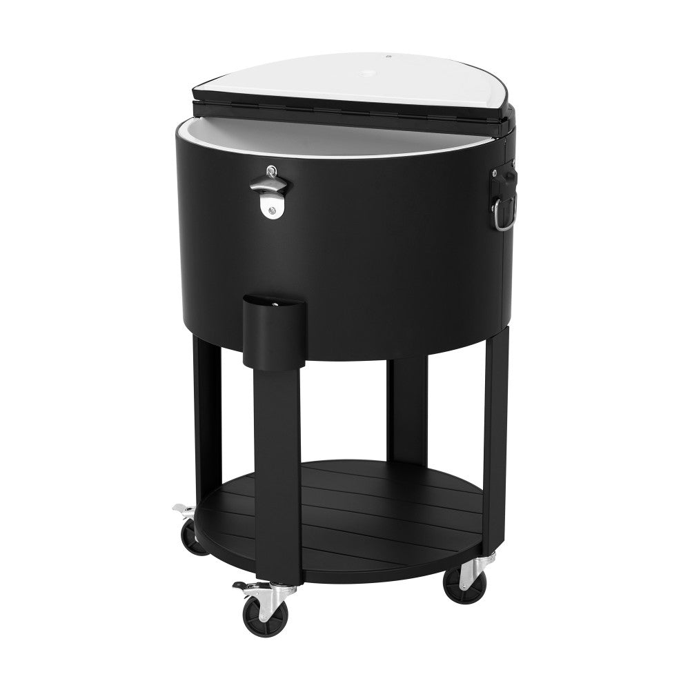SUNJOY 60 Quart Rooling Ice Chest Cooler Cart, Portable Beverage Bar Drink Cooler Cart with Bottle Opener and Shelf 