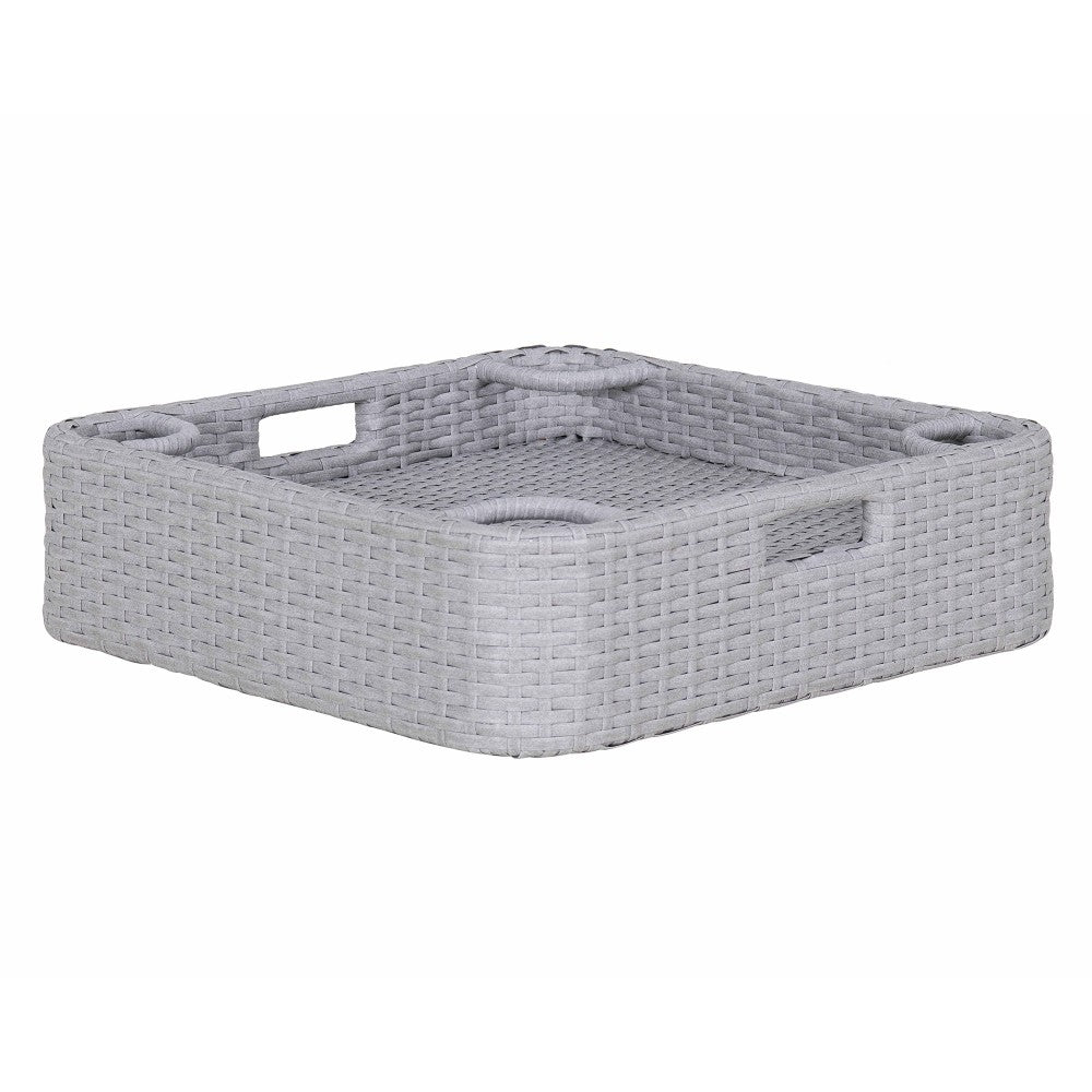 SUNJOY 61CM Square Wicker Floating Trays Aluminum Frame Storage Accessory for Pool