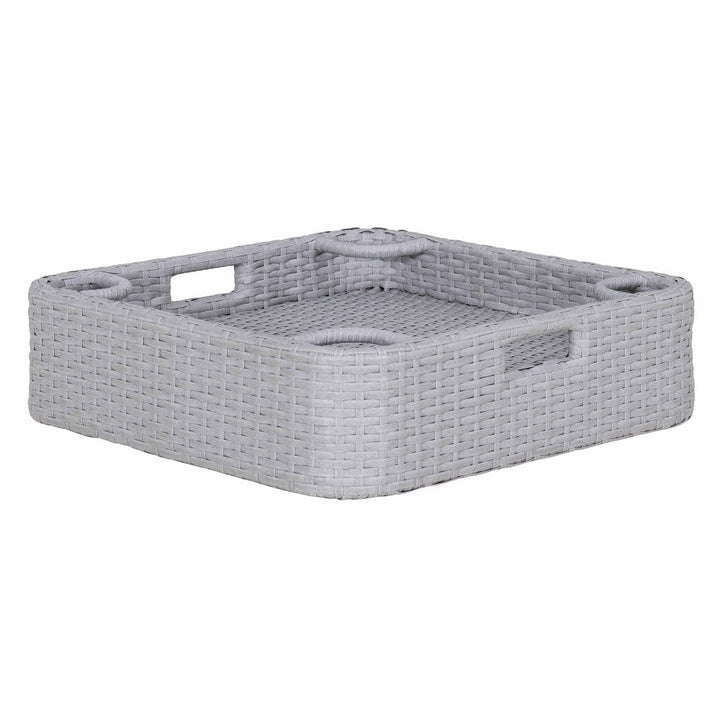 SUNJOY 61CM Square Wicker Floating Trays Aluminum Frame Storage Accessory for Pool