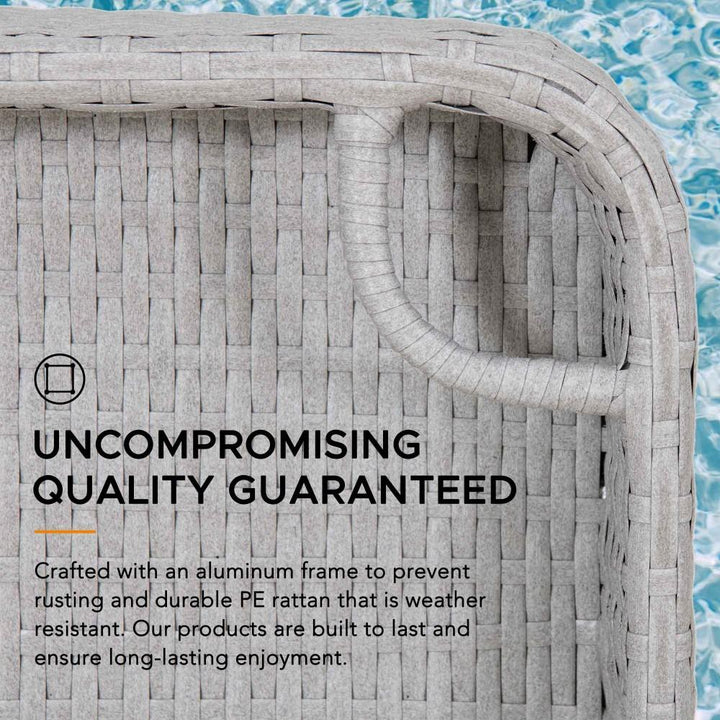 SUNJOY 61CM Square Wicker Floating Trays Aluminum Frame Storage Accessory for Pool 
