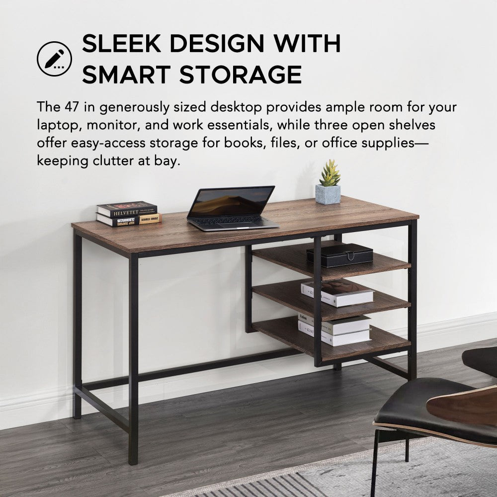 SUNJOY 1.2M Studio Space Lattimore Desk Industrial Design Home Office Computer Desk with Shelves 