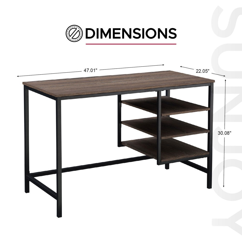 SUNJOY 1.2M Studio Space Lattimore Desk Industrial Design Home Office Computer Desk with Shelves 