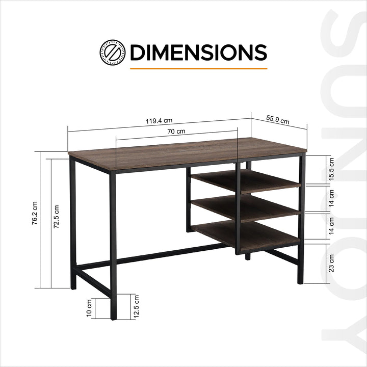 SUNJOY 1.2M Lattimore Desk with 3-Tier Open Shelves