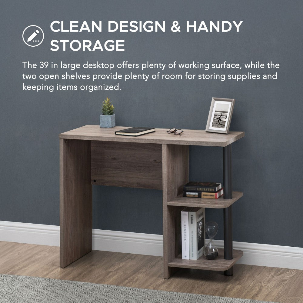 SUNJOY 1M Studio Space Enoch Desk Indoor Computer Desk with Two Open Shelves 