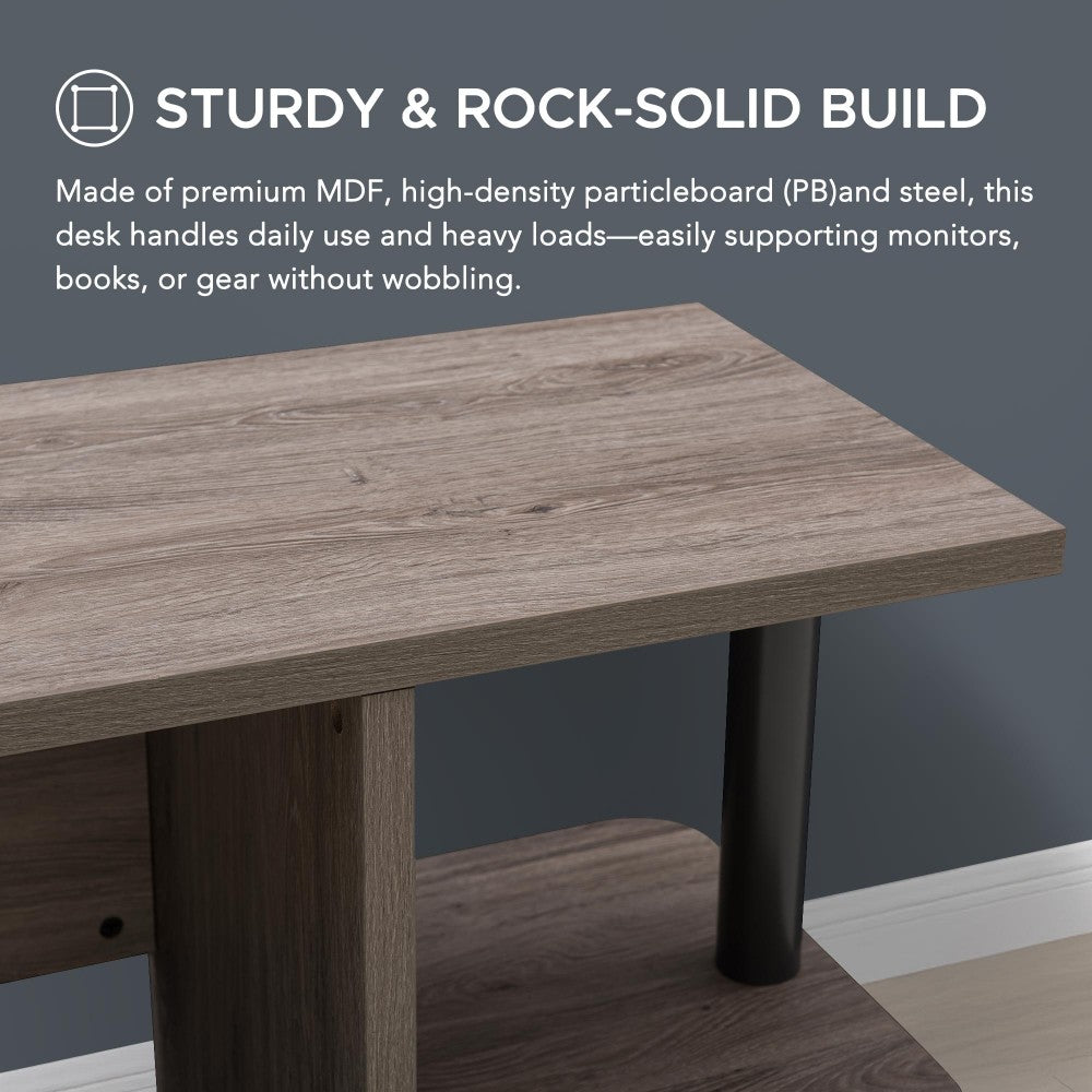 SUNJOY 1M Studio Space Enoch Desk Indoor Computer Desk with Two Open Shelves 