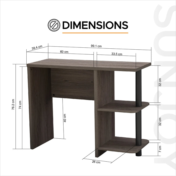 SUNJOY 1M Enoch Desk with 2 Side Shelves