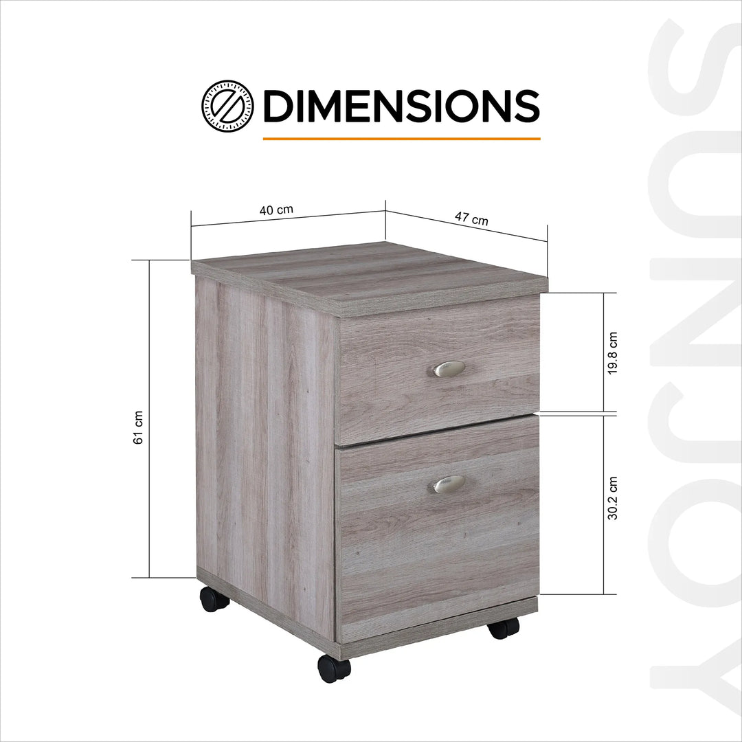 SUNJOY Two-Drawer Mobile File Cabinet with Movable Wheels