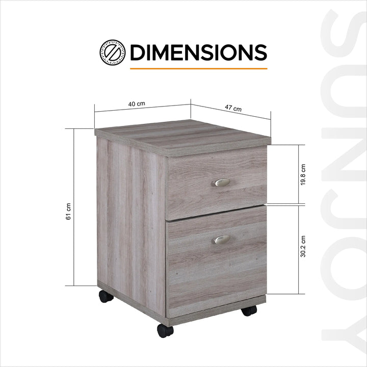 SUNJOY Two-Drawer Mobile File Cabinet with Movable Wheels