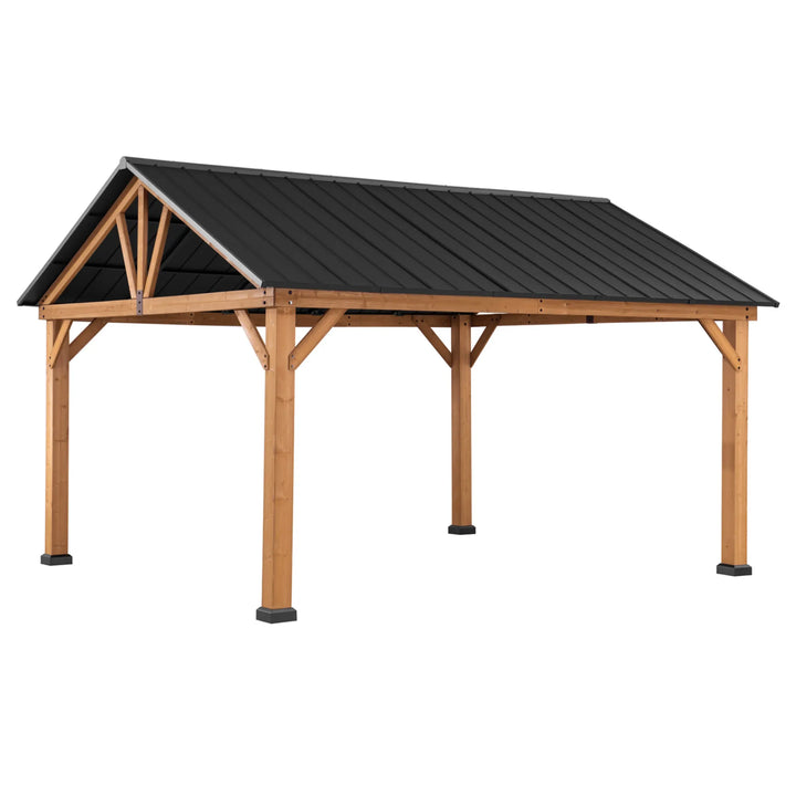 SUNJOY 3.99m x 3.35m Wooden Frame Cedar Gazebo