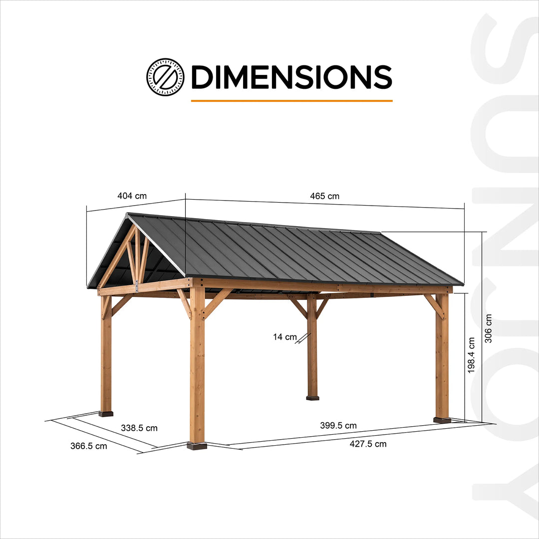 SUNJOY 4.65m x 4.04m Wood Gazebo