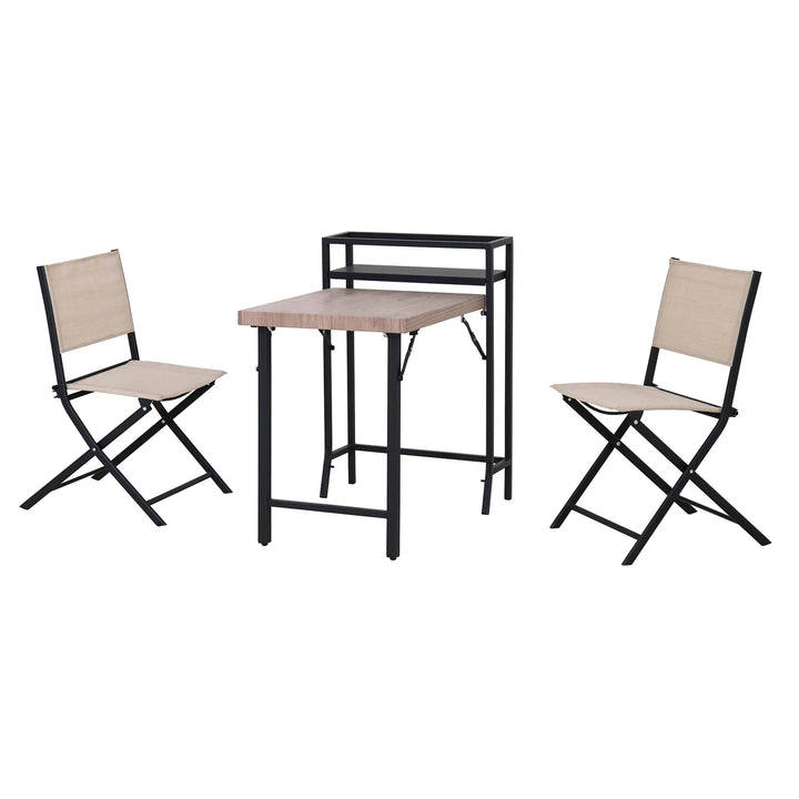 3 Piece Bistro Set with Folding Table &amp; Chair