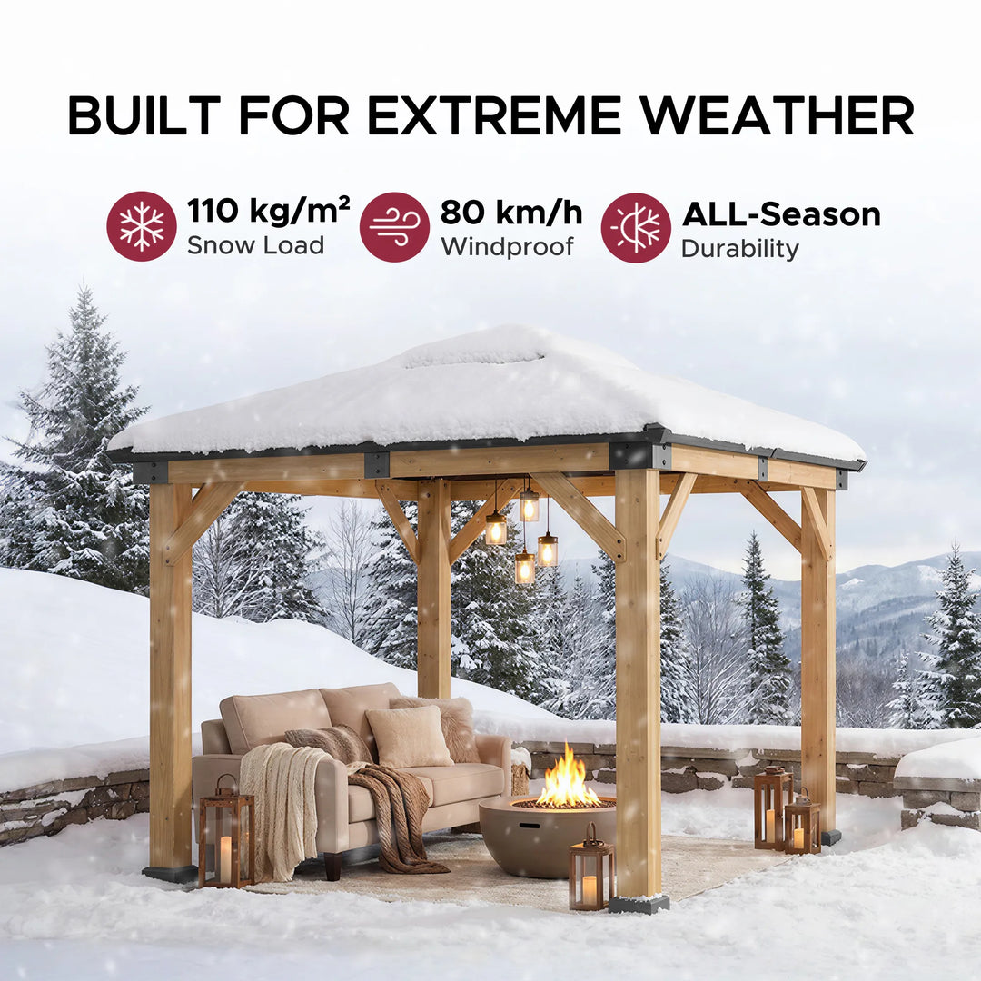 SUNJOY 2.73m x 2.73m Outdoor Wooden Gazebo with Skylight