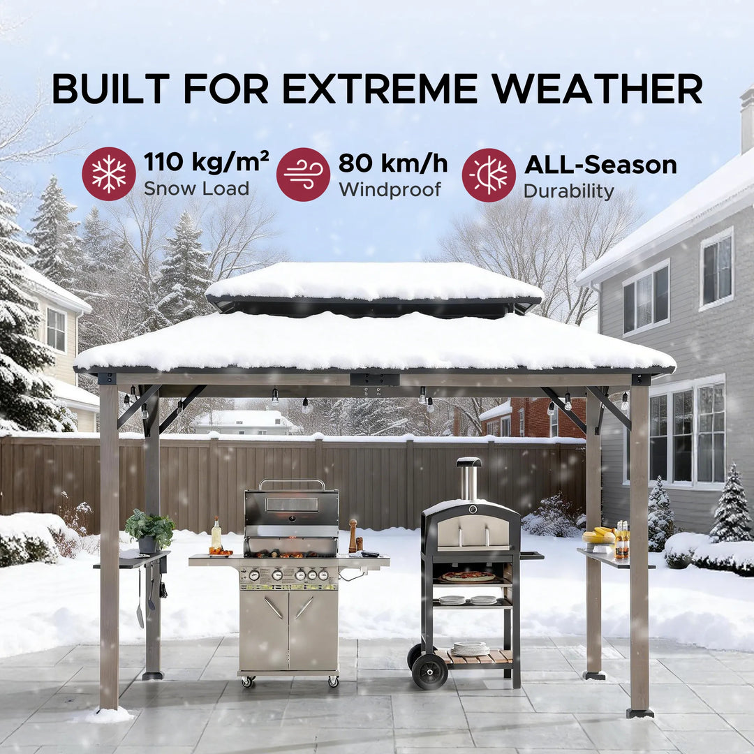 SUNJOY 3.6m x 2.4m Grill Gazebo with Electrical Outlets and Shelves