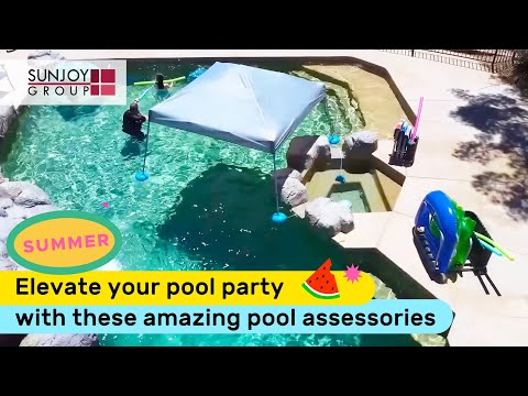 Product Display of SUNJOY 3m x 3m Floating Pool with PVC Floats and Carry Bag