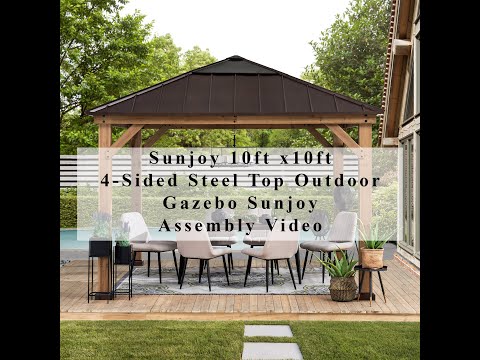 Customer Show of SUNJOY 3.36m x 3.36m Wood Gazebo with Skylight