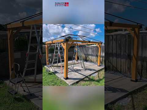 Customer Show of SUNJOY 3.93m x 4.52m Wooden Gazebo with Skylight