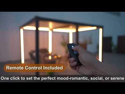 Product Display of SUNJOY 3.06m x 4.06m Aluminum Louvered Pergola with Solar LED Lights