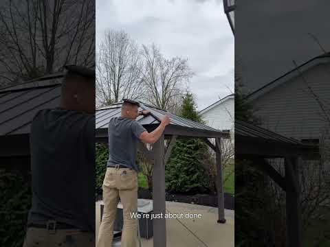 Customer Show of SUNJOY 3.93m x 3.35m Hardtop Cedar Gazebo with Skylight